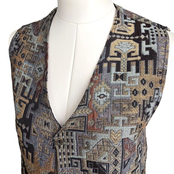 Vintage BOI Collection Womans Tapestry Vest Geometric Patterns Size M HS245 - Picture 4 of 7